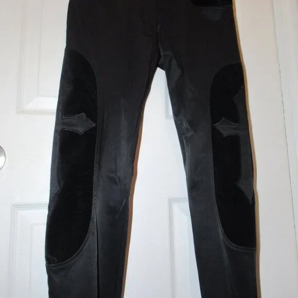 Lip Service Velvet Cross Pants Small Rare Low Rise Goth Rocker Excellent Jeans - Picture 13 of 14